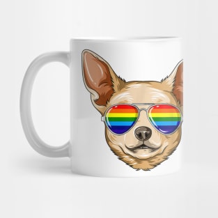 Chihuahua Wearing Rainbow LGBT Pride Flag Sunglasses Mug